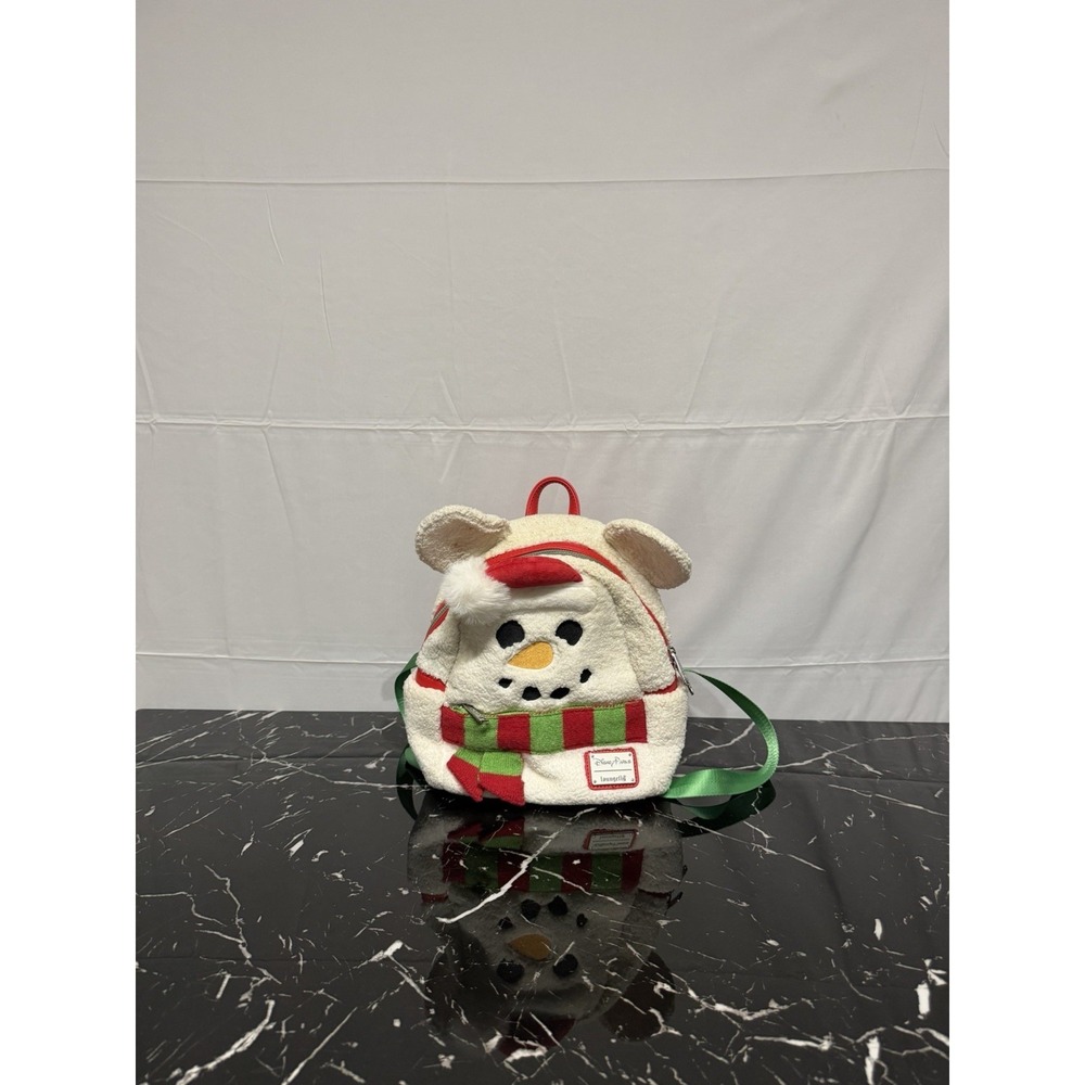 Loungefly Disney Parks Mickey Snowman  Mini Backpack White Holiday Bag